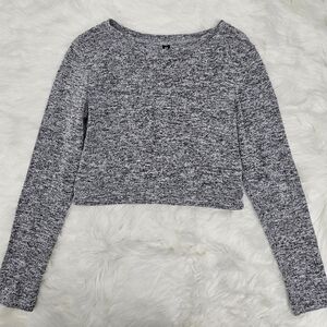 Onliand Semi-cropped Long Sleeve Top Heathered Grey
